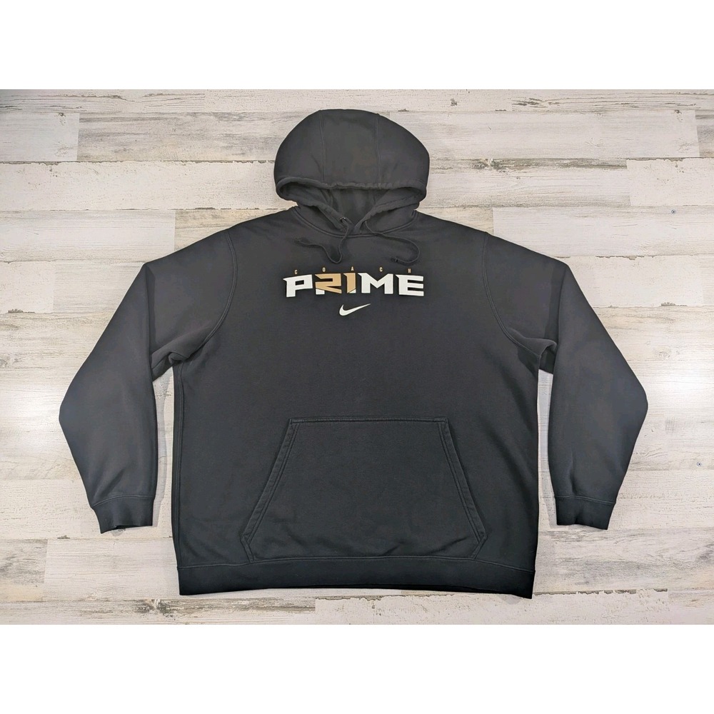 Nike Hoodie Mens XXL Coach Prime Colorado Buffaloes Center Swoosh Black Pullover